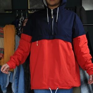 H&M Men's Navy and Red Windbreaker